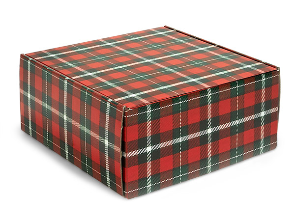 Tartan Plaid Gourmet Shipping Box 9x9x4", 6 Pack