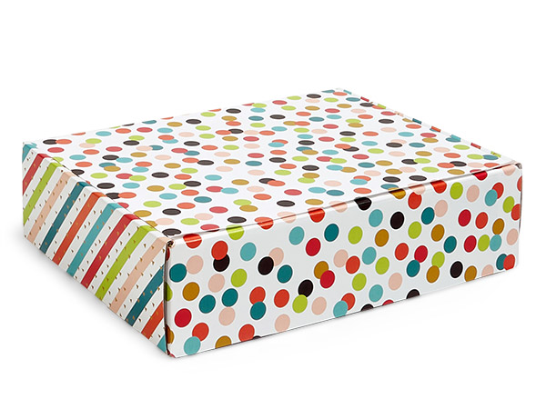 Dots and Stripes Gourmet Shipping Box, 12x9x3", 6 Pack