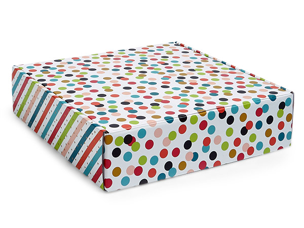 Dots and Stripes Gourmet Shipping Box, 12x12x3", 6 Pack