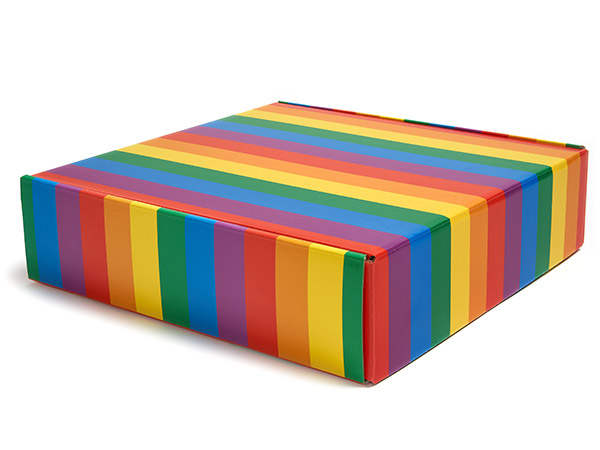 *Rainbow Stripes Gourmet Shipping Box, 12x12x3", 6 Pack