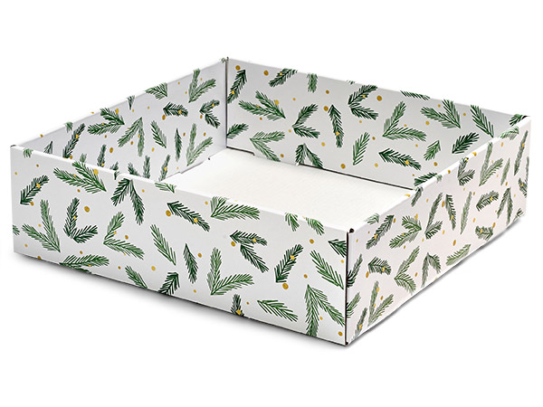 Christmas Pine Decorative Corrugated Tray,10x10x3", 6 Pack