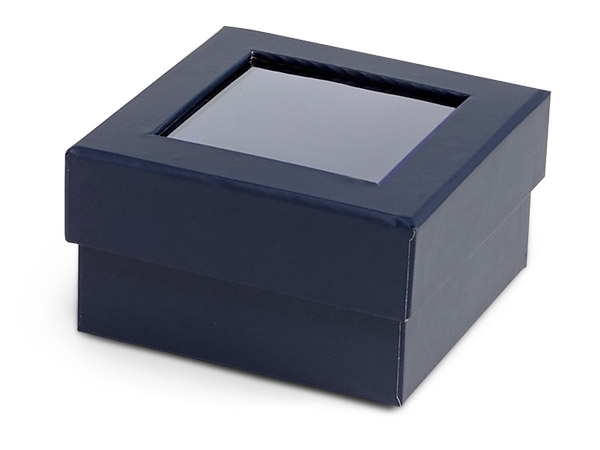 Navy Blue Gourmet Rigid Window Box, Petite 3.75x3.75x2”, 24 Pack