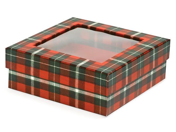Christmas Plaid Rigid Window Box, Medium 5.75x5.75x2”, 24 Pack