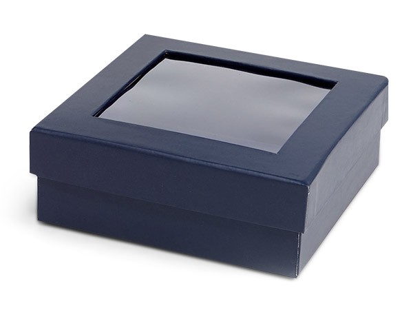 Navy Blue Gourmet Rigid Window Box, Medium 5.75x5.75x2”, 24 Pack