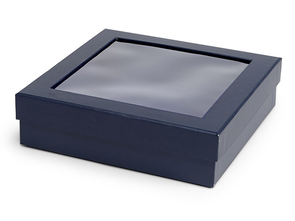 Navy Blue Gourmet Rigid Window Box, X-Large 7.75x7.75x2”, 18 Pack