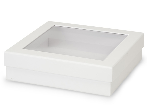 White Gourmet Rigid Window Box, X-Large 7.75x7.75x2”, 18 Pack