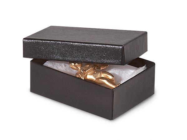 Black Embossed Jewelry Gift Boxes, 3x2.25x1", 100 Pack, Fiber Fill