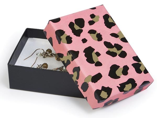 *Lipstick Leopard Jewelry Gift Boxe 3x2.25x1", 100 Pack, Fiber Fill