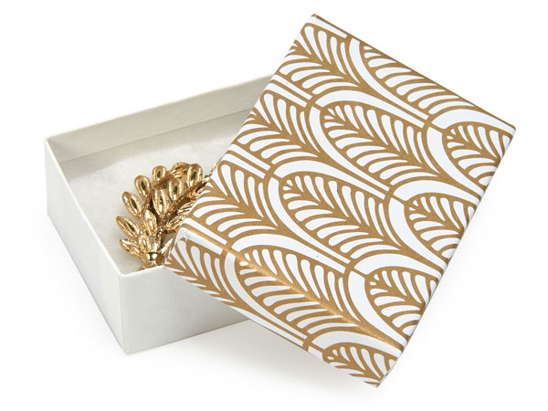 Nouveau Gold Jewelry Gift Boxes, 3x2.25x1", 100 Pack, Fiber Fill