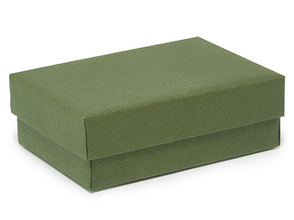 Olive Green Jewelry Gift Boxes, 3x2.25x1, 100 Pack, Fiber Fill