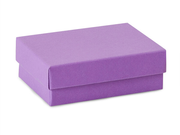 Purple Kraft Jewelry Gift Boxes, 3x2.25x1", 100 Pack, Fiber Fill