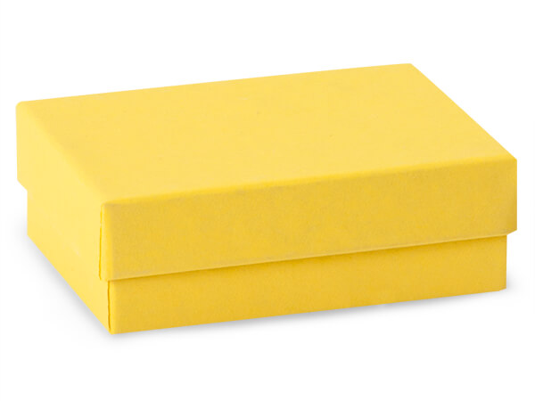 Yellow Jewelry Gift Boxes, 3x2.25x1", 100 Pack, Fiber Fill