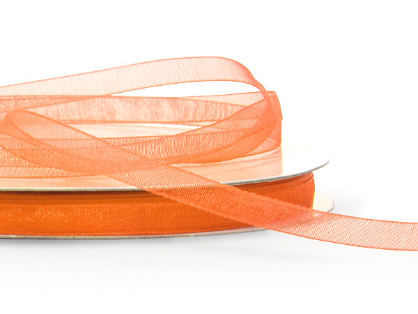 Tropical Orange Sheer Organza Ribbon, 1/4"x100 yards
