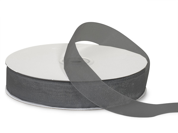 Charcoal Gray Sheer Organza Ribbon, 7/8"x100 yards
