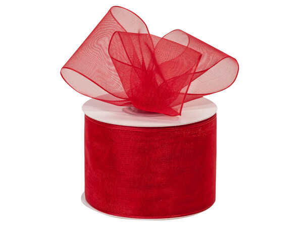 Scarlet Red Sheer Organza Ribbon, 2"x25 yards