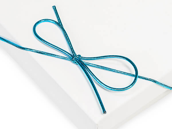 10" Metallic Turquoise Stretch Cord Loops with Pre-Tied Bows, 1000 Pac