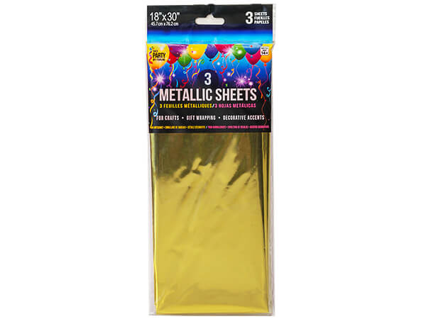 **Gold Metallic Cello Tissue, 18x30", 12 resale bags, 3 sheets ea