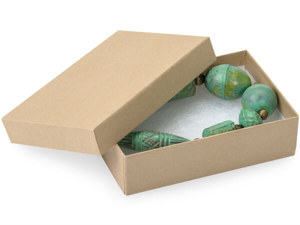 *Brown Kraft Jewelry Gift Boxes, 3.75x2.5x1", 6 Pack, Fiber Fill