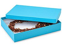 Aqua Blue Jewelry Gift Boxes, 7X5X1.25 inch, 100 Pack, Fiber Fill
