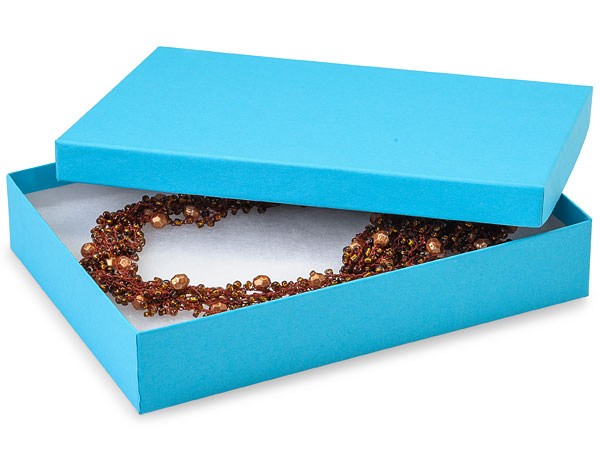 Blue Jazz Jewelry Gift Boxes, 7x5x1.25", 100 Pack, Fiber Fill