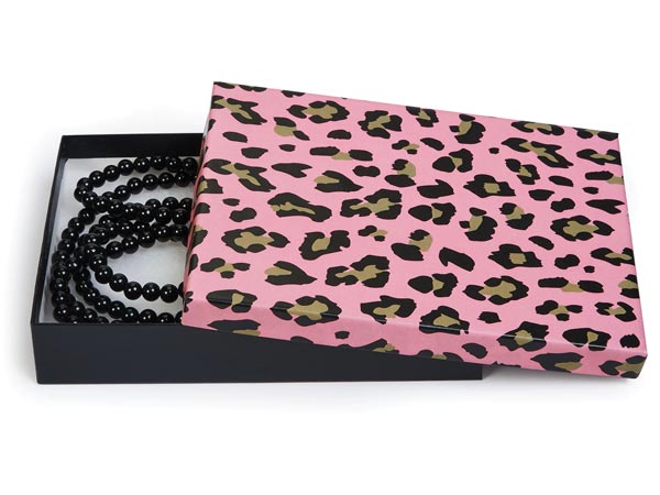 *Lipstick Leopard Jewelry Gift Boxe 7x5x1.25", 100 Pack, Fiber Fill