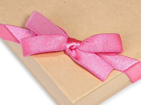 8" Pretty Pink Satin Stretch Loops with Pre-Tied Bows, 50 pack