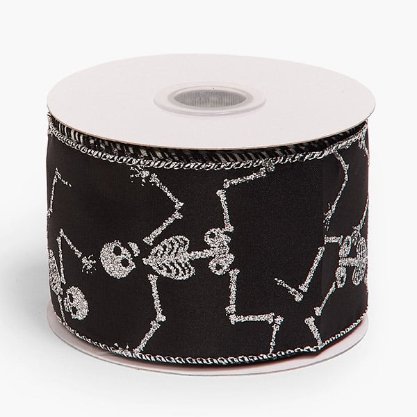 Halloween Skeletons Wired Ribbon, 2-1/2"x10 yards