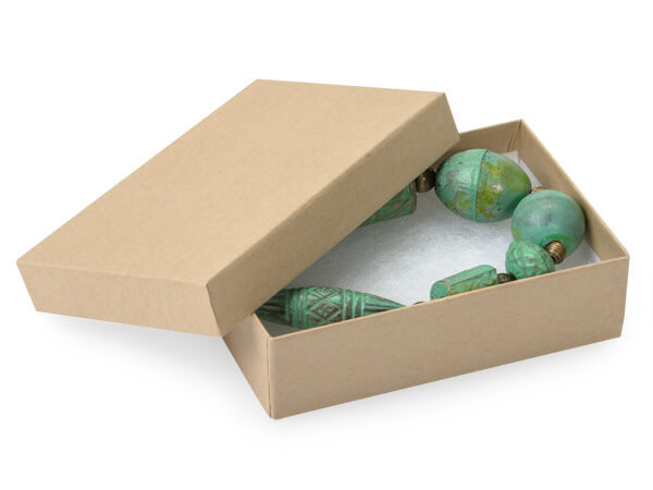 *Brown Kraft Jewelry Gift Boxes, 3.5x2.5x1.25", 8 Pack, Fiber Fill