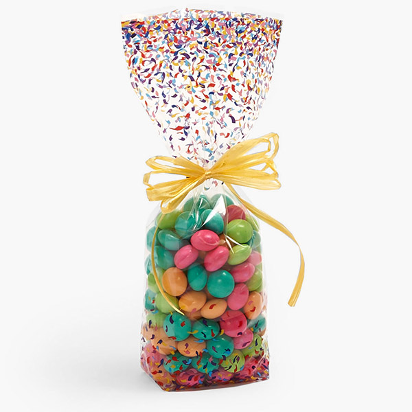 Confetti Sprinkles 1.4 mil Cello Bags, 2.25x1.5x8.75", 100 Pack