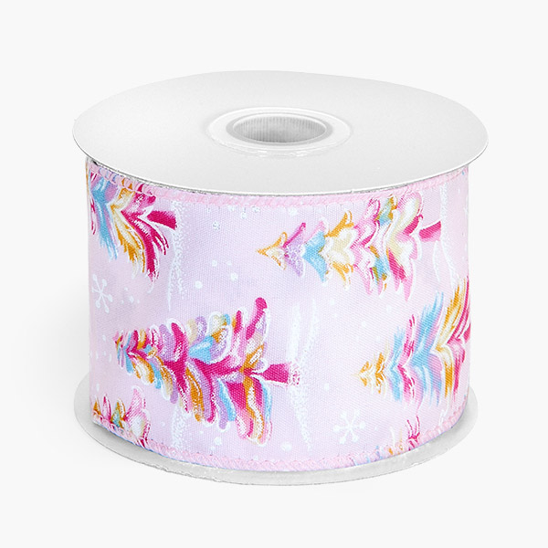 Pink Christmas Party Wired Ribbon, 2-1/2"x10 yards