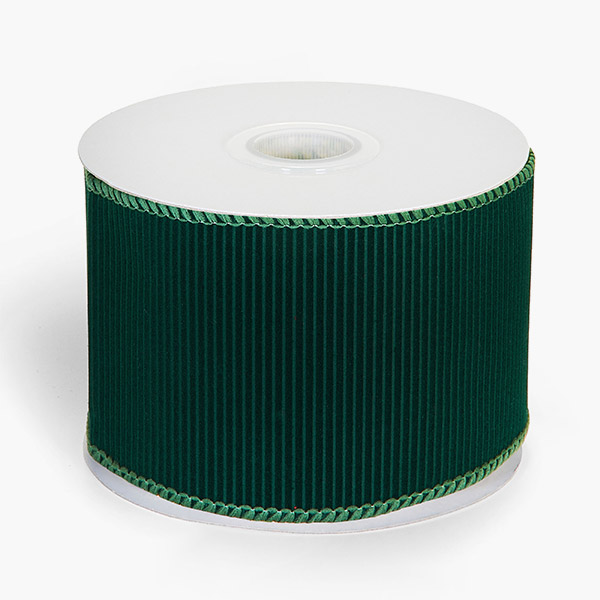 Green Ribbed Velvet Wired Ribbon, 2-1/2"x10 yards