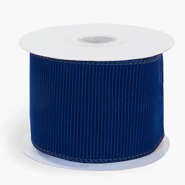 Navy Ribbed Velvet Wired Ribbon, 2-1/2"x10 yards