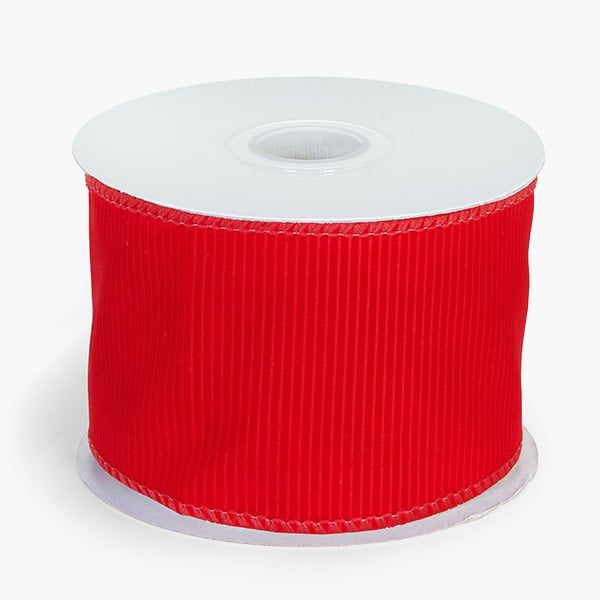 Christmas Red Ribbed Velvet Wired Ribbon, 2-1/2"x10 yards