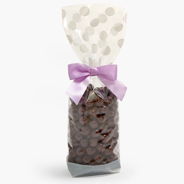 White Polka Dots 1.4 mil Cello Bags, 3.5x2.25x12", 100 Pack