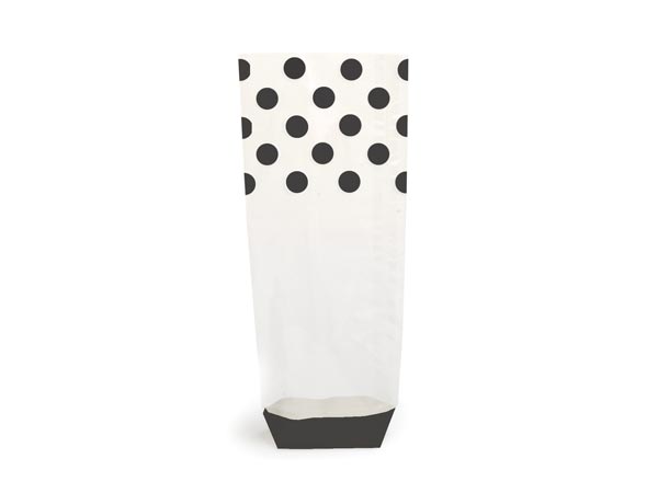 Black Polka Dots 1.4 mil Cello Bags, 2.75x2x10.5", 100 Pack