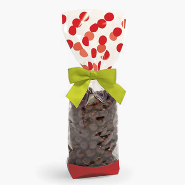 Red Polka Dots 1.4 mil Cello Bags, 2.25x1.5x8.75", 100 Pack