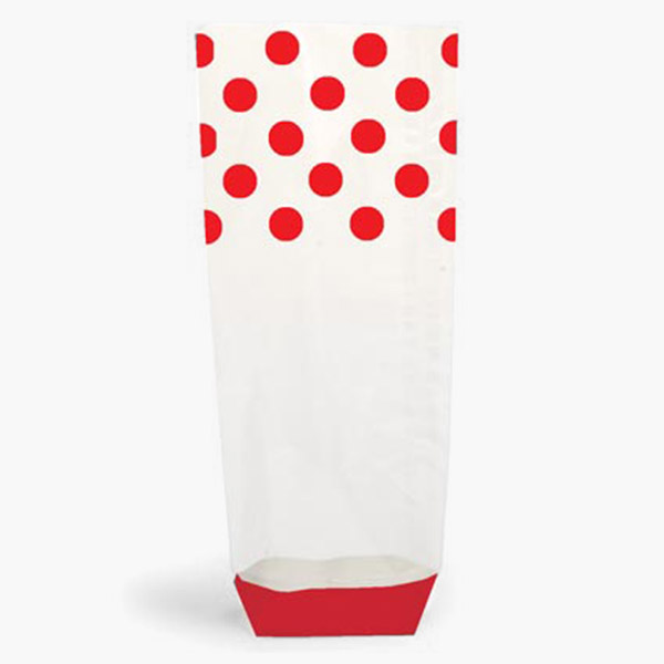 Red Polka Dots 1.4 mil Cello Bags, 2.75x2x10.5", 100 Pack