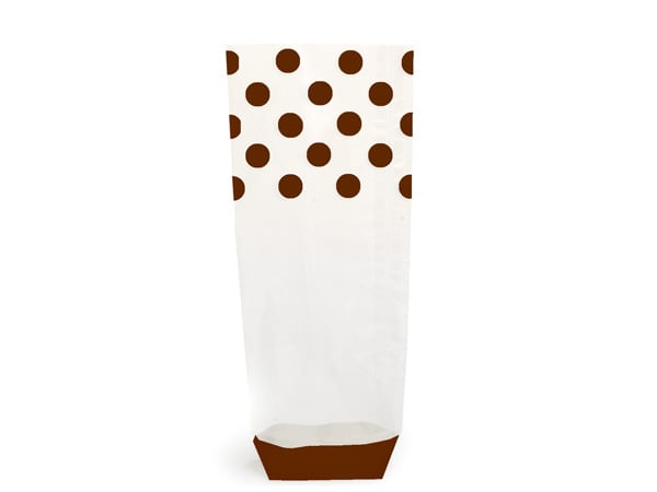 Chocolate Polka Dots 1.4 mil Cello Bags, 2.75x2x10.5", 100 Pack