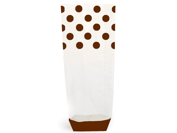Chocolate Polka Dots 1.4 mil Cello Bags, 3.5x2.25x12", 100 Pack