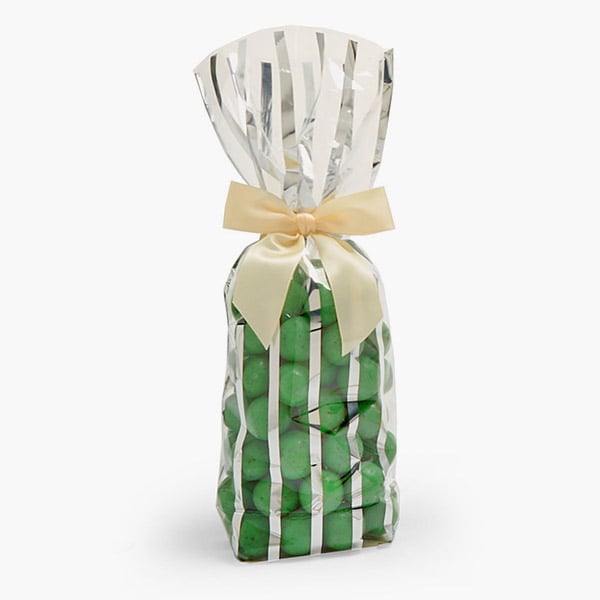 Silver Stripe Cello Bag 1.4 mil, 2.75x2x10.5", 100 Pack