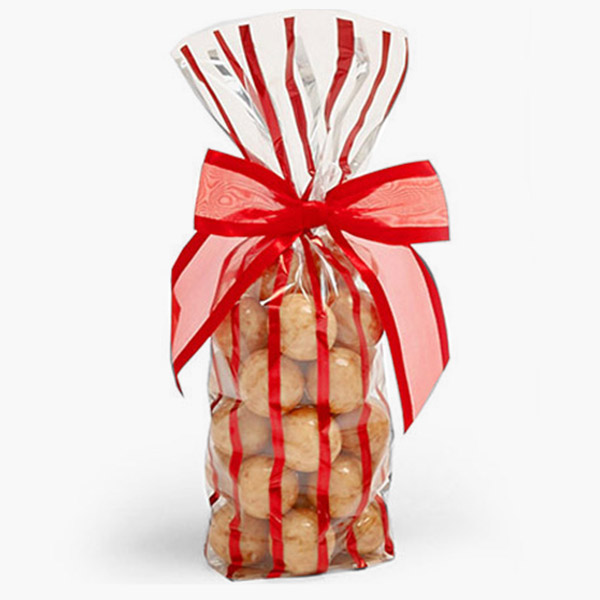 Red Stripe 1.4 mil Cello Bags, 3.5x2.25x12", 100 Pack
