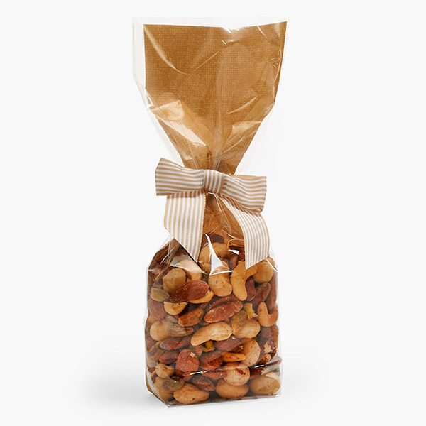 Clear with Kraft Candy Bags 1.4 mil, 2.75x2x10.5", 100 Pack