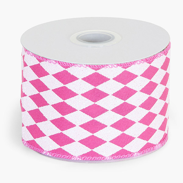 Harlequin Hot Pink Glittered Wired Ribbon, 2-1/2"x10 yards