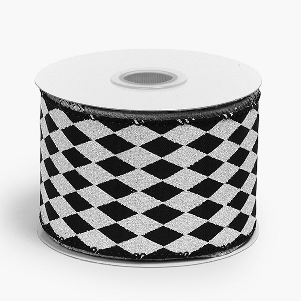 Harlequin Black Glittered Wired Ribbon, 2-1/2"x10 yards