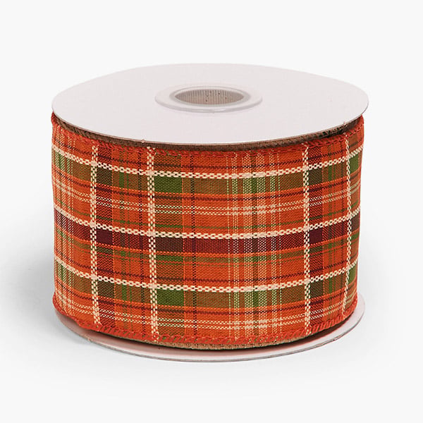 Fall Plaid Wired Ribbon, 2-1/2"x10 yards