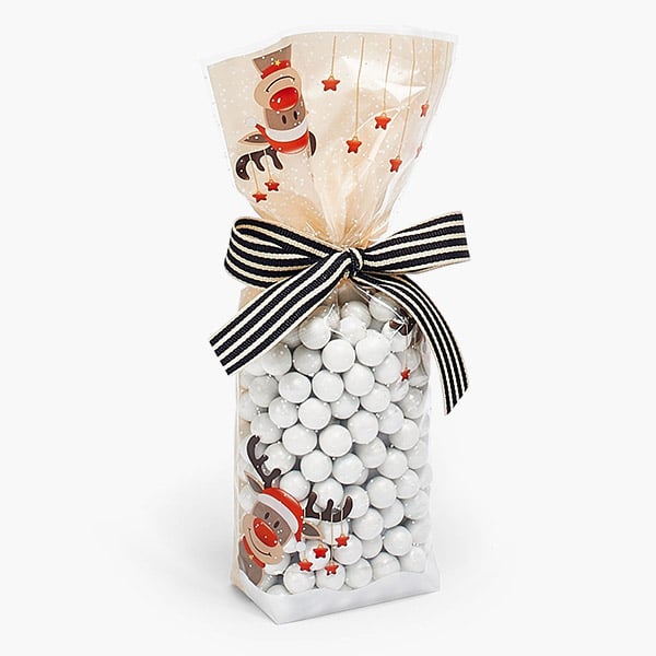 Reindeer Hard Bottom 1.4 mil Cello Bags, 2.25x1.5x8.75", 100 Pack