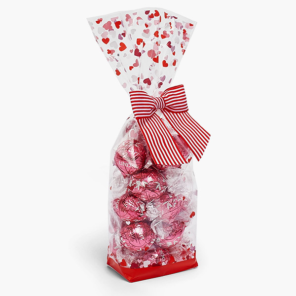 Valentine Hearts Hard Bottom 1.4 mi Bags, 2.75x2x10.5", 100 Pack