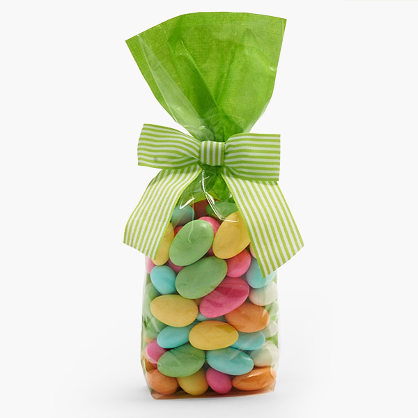 Clear with Green Candy Bags 1.4 mil, 2.25x1.5x8.75", 100 Pack