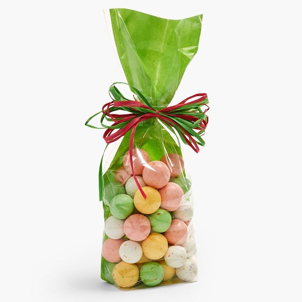 Clear with Green Candy Bags 1.4 mil, 3.5x2.25x12", 100 Pack