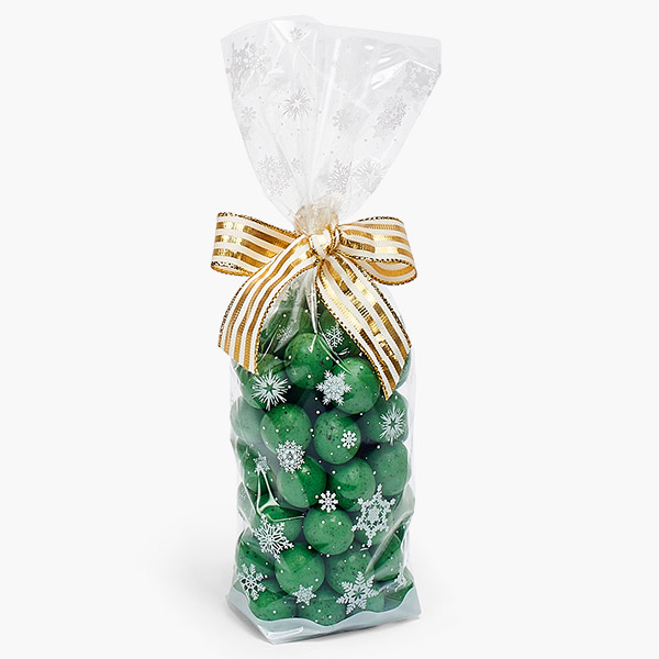 White Snowflakes Hard Bottom 1.4 mi Bags, 2.75x2x10.5", 100 Pack